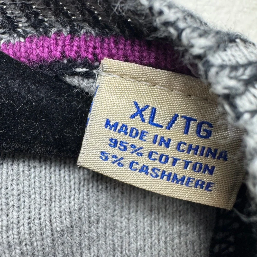 Tommy Bahama Mens XL Black Cotton Cashmere Pullover Sweater Elbow Patches